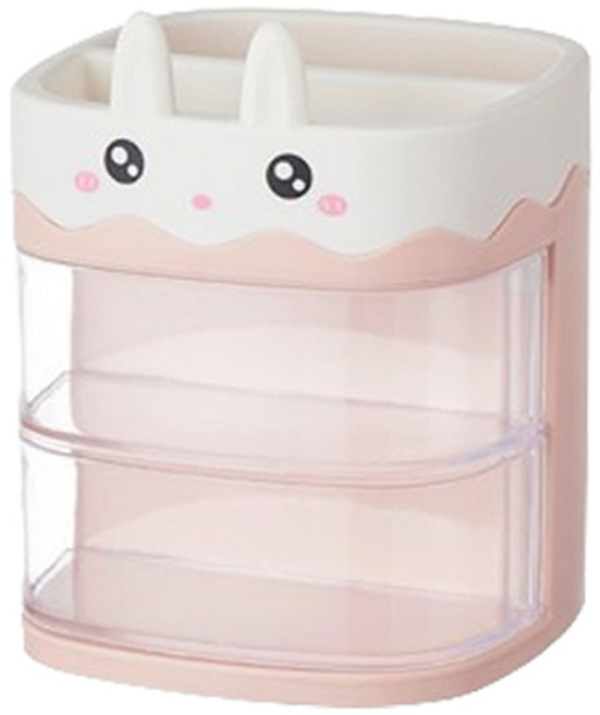 ABM 귀여운 캐릭터 3단 수납함, 핑크, 1개