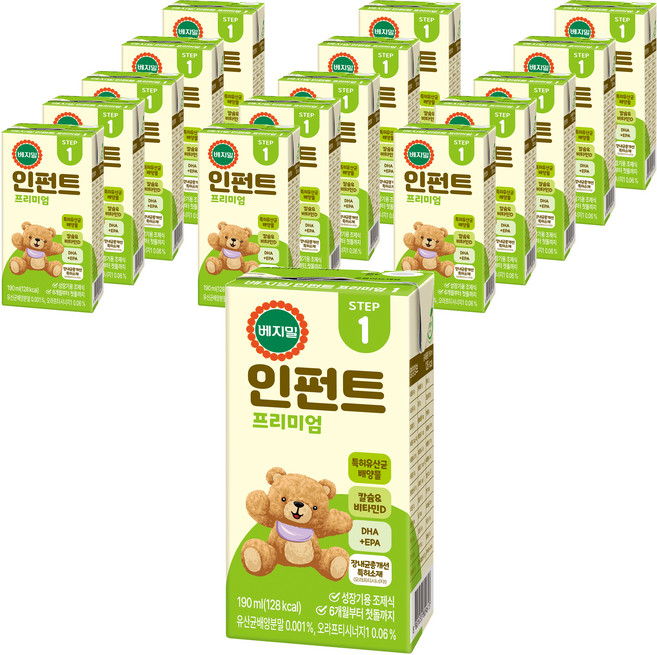 베지밀 인펀트 프리미엄 1단계, 콩유아식, 16개, 190ml