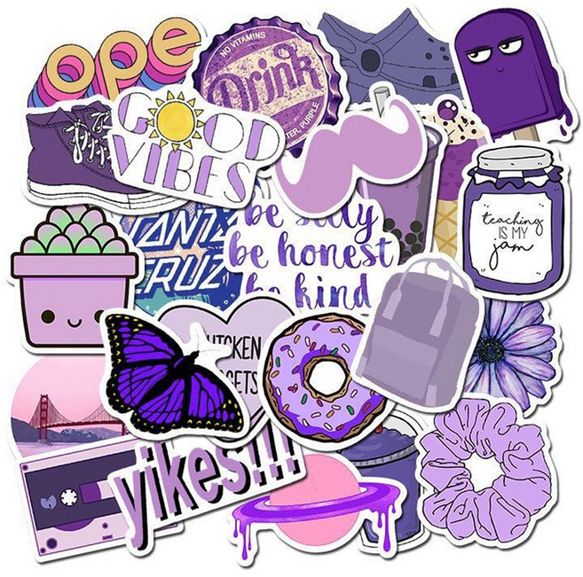 만들하비 캐리어 노트북 다이어리 꾸미기 리무버블 스티커 50p, 06 퍼플, 1개