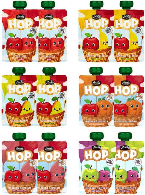 아넬라 짜먹는 HOP 지중해 과일퓨레 12팩, 혼합맛(사과/바나나/사과배/단호박/고구마/푸룬), 100g, 1세트