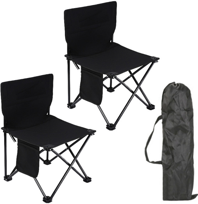 슴스다 아웃도어 와이드 캠핑 경량 의자, 블랙, 2개