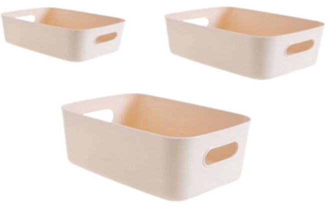 피피홈리빙 다용도 수납박스 펜트리 정리함 3종 세트, 1세트, 베이지