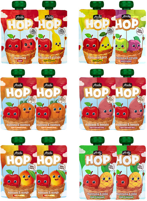 아넬라 짜먹는 HOP 과일퓨레 12p 세트, 혼합맛(사과/바나나/사과배/단호박/고구마/푸룬/망고/파인애플
), 100g, 1세트