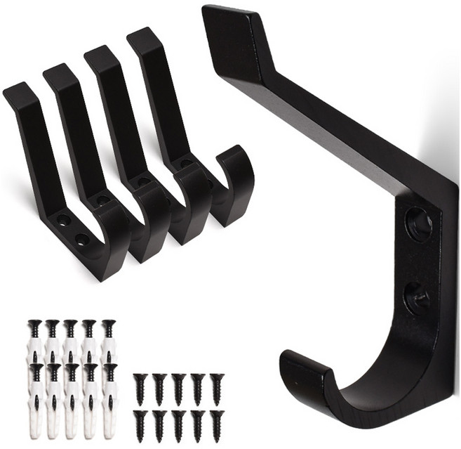 손잡이세상 AL2단 다용도걸이, 블랙, 5개