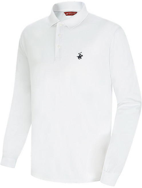BEVERLY HILLS POLO CLUB 比佛利保羅 男女通用 涼感 透氣 Cool Ever 小標誌 長袖Polo衫 CPW0T11, 白色