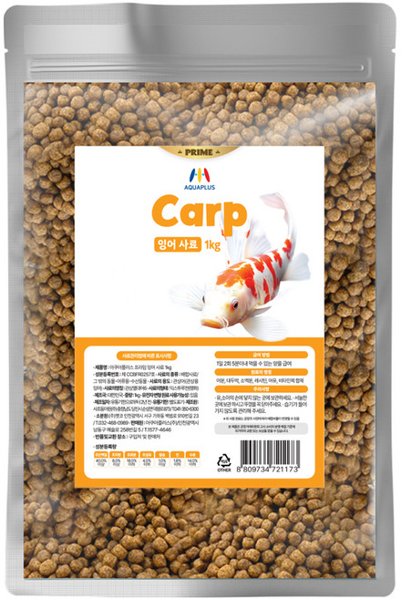 아쿠아플러스 프라임 잉어사료, 1kg, 1개