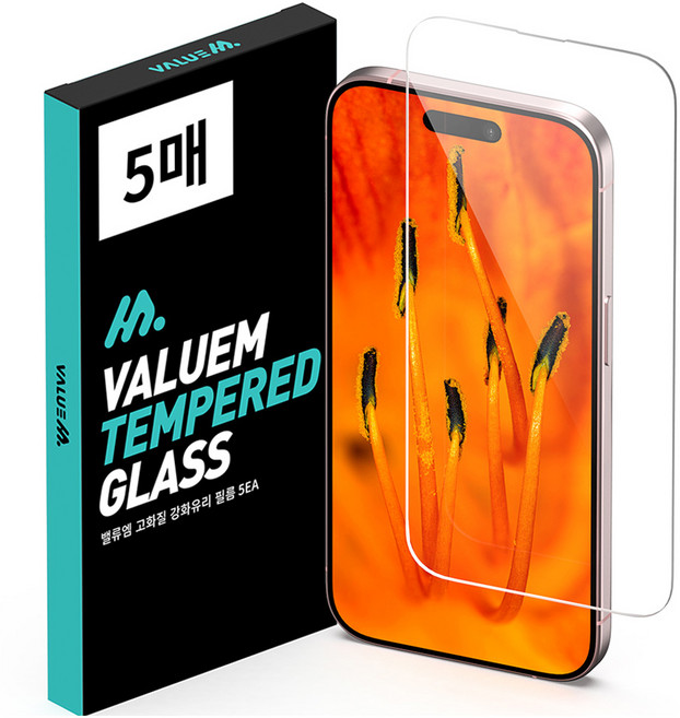 밸류엠 고화질 9H 강화유리 휴대폰 액정보호필름 5p 세트, 1세트