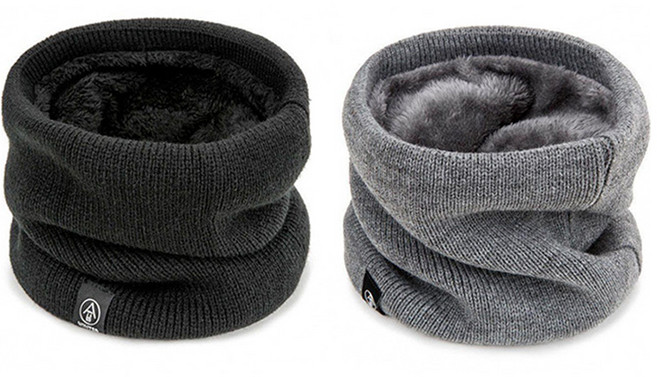 온업 방한 기모 넥워머, 블랙 + 그레이, 2개