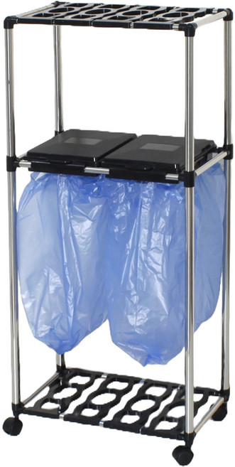 센스2030 분리 수거함 2단 2p 세트, 블랙