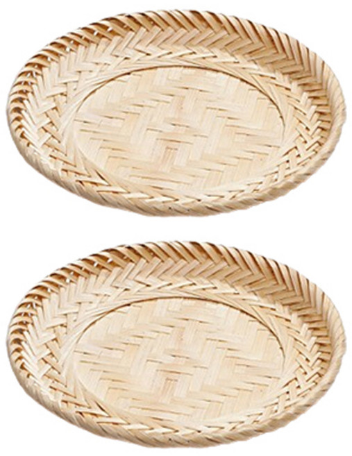 마켓피오 대나무 트레이 바구니 타입1, 혼합색상, 2개