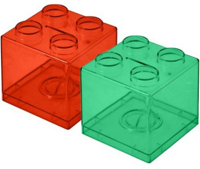 아크릴 블록 인테리어용 큐브 저금통, 레드, 그린, 2개