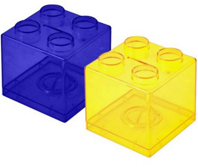 아크릴 블록 인테리어용 큐브 저금통, 블루, 옐로우, 2개