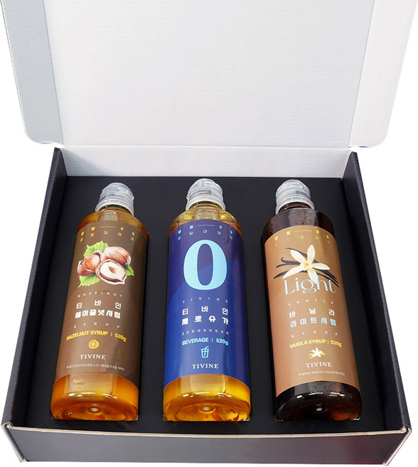 티바인 제로슈가 헤이즐넛시럽 520g + 제로슈가 BEVERAGE 520g + 바닐라 라이트시럽 520g 커피러버 세트, 1세트