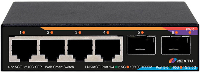 넥스트유 4포트 2.5G + 10G 2SFP 멀티기가 웹스마트 스위치 허브 스재미, 4256GWS-10G, 1개