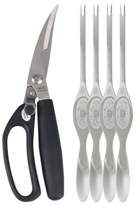 제우스 게가위 + 게살포크 4p, 혼합색상, 1세트