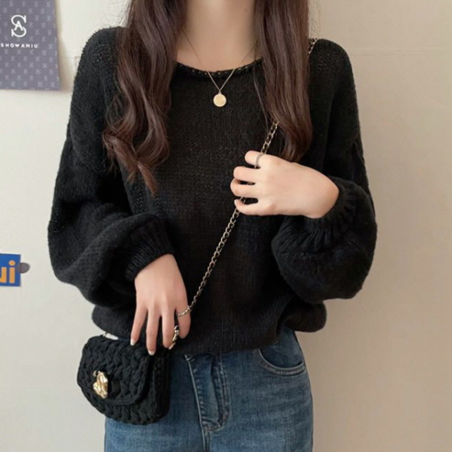 PEONIST 女款泡泡袖長袖針織