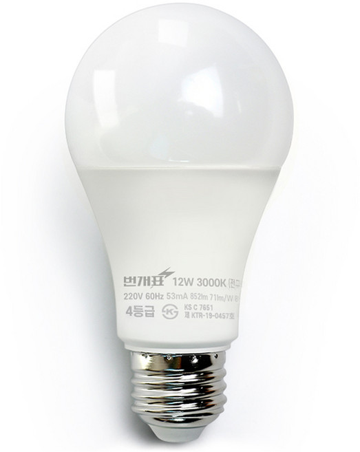 번개표 LED 전구 12W, 전구색, 1개