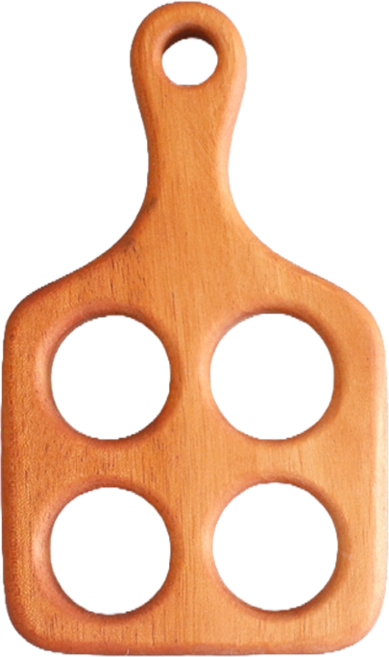 마호가니 우드 에그홀더 4구, 정사각핸들, 1개