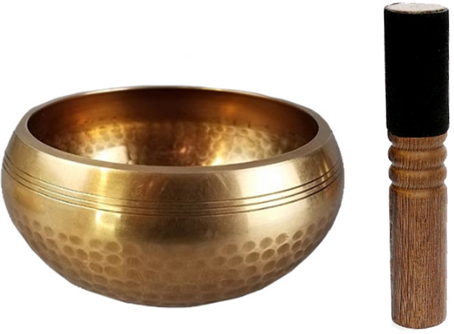 Topia 頌缽 冥想 西藏鐘 療癒樂器 缽+皮革棒組, 單一商品, 1個