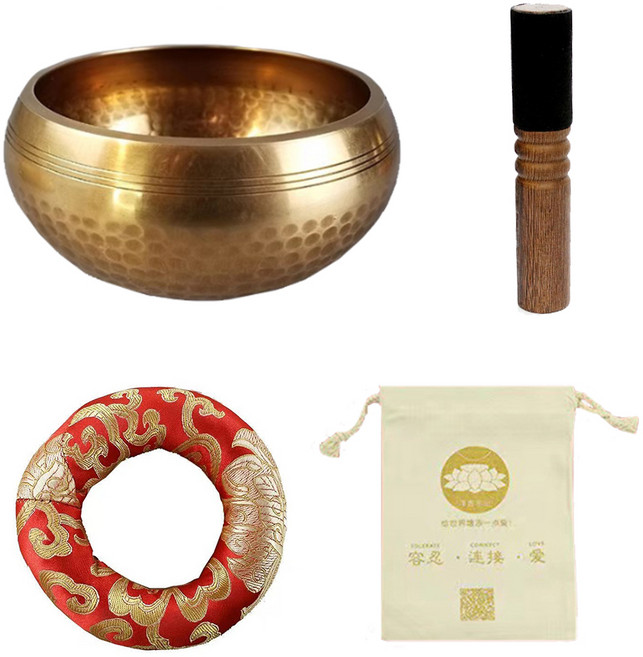 탑피아 싱잉볼 명상 티벳종 힐링 악기 사발 + 가죽 방망이 + 받침대 랜덤발송 + 포대 세트, 1개
