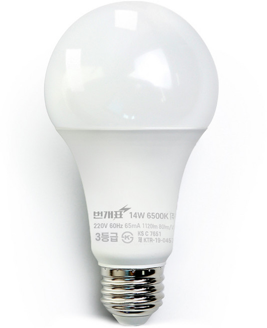 번개표 LED 전구 14W, 1개, 주광색