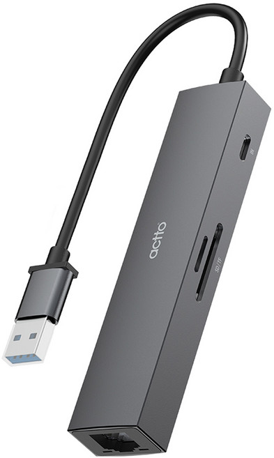 엑토 5in1 유선랜 SD TF 카드리더기 멀티 허브, CRH-28, 1개