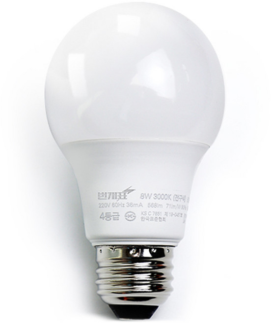 번개표 LED 전구 8W, 전구색, 1개