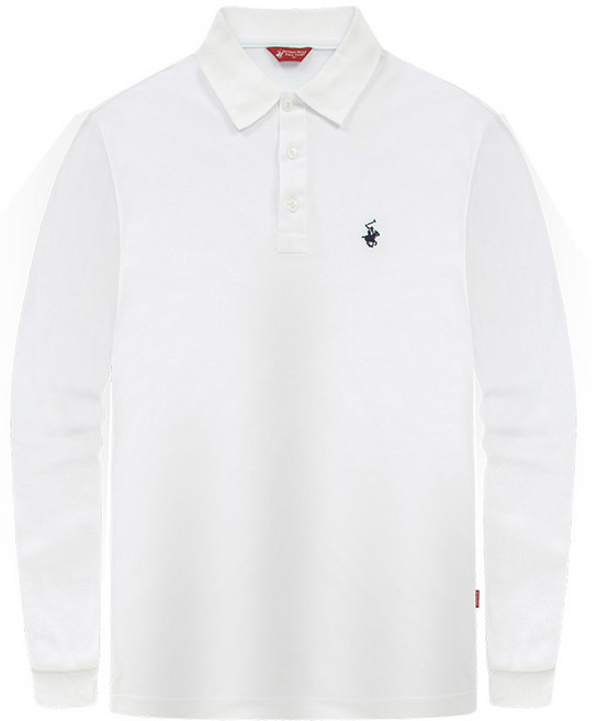 BEVERLY HILLS POLO CLUB 比佛利保羅 男女通用 高級PK小標誌長袖Polo衫 CPX0T11, 白色