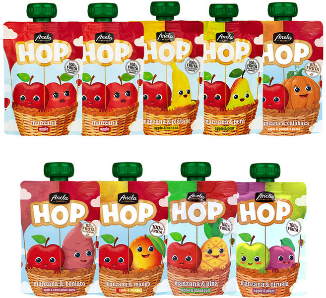 아넬라 HOP 퓨레 사과 100g 2p + 바나나 100g + 사과배100g + 단호박 100g + 고구마 100g + 푸룬 100g + 애플망고 100g + 파인애플 100g 세트, 혼합맛(사과/바나나/사과배/단호박/고구마/생푸룬/애플망고/파인애플), 1세트