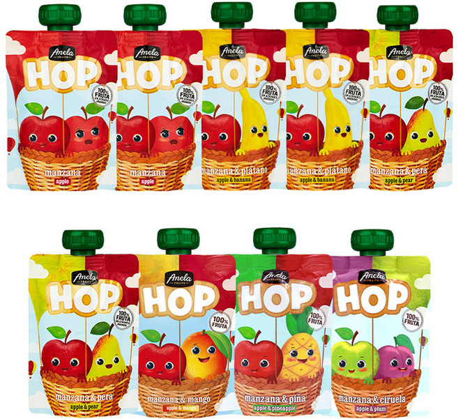 아넬라 호프 퓨레 사과 100g 2p + 바나나 100g 2p + 사과배100g 2p + 푸룬 100g + 망고 100g + 파인애플 100g 세트, 혼합맛(사과/바나나/사과배/생푸룬/애플망고/파인애플), 1세트