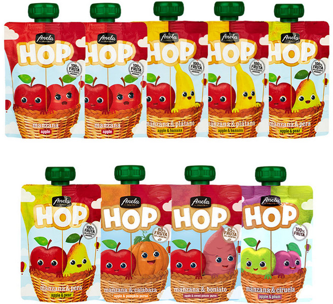 아넬라 HOP 퓨레 사과 100g 2p + 바나나 100g 2p + 사과배100g 2p + 단호박 100g + 고구마 100g + 푸룬 100g 세트, 혼합맛(사과/바나나/사과배/단호박/고구마/생푸룬), 1세트