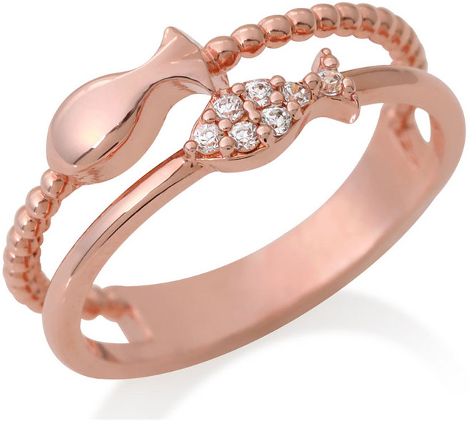 미니아트 로즈골드 럭키 트윈 반지 + 케이스 세트