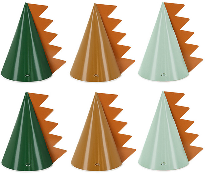 파티데코 조이파티 공룡 고깔모자 3종 세트, 그린, 브라운, 민트, 2세트