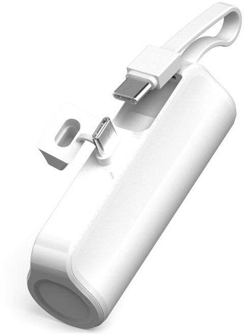 제이원 2in1 도킹형 일체형 케이블 미니 5000mAh 보조배터리, HA-ST5000-2W(C타입 커텍터+C타입 케이블), 화이트