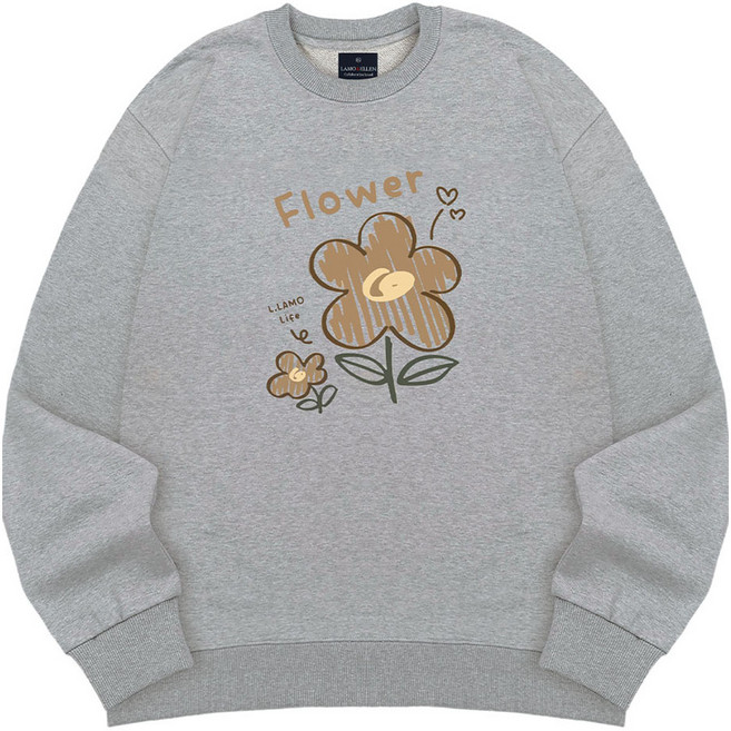 엘라모 드로잉플라워 오버핏 맨투맨 빅사이즈