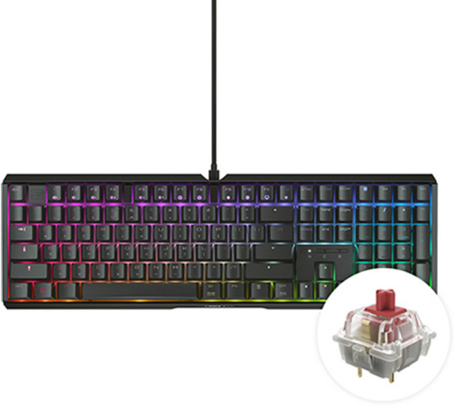 CHERRY 鍵盤 MX 3.1 RGB MX2A 軸 電競機械式鍵盤, 靜音紅軸, 黑色, G80-3890HHAKR-2