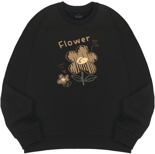 엘라모 드로잉플라워 오버핏 맨투맨 빅사이즈