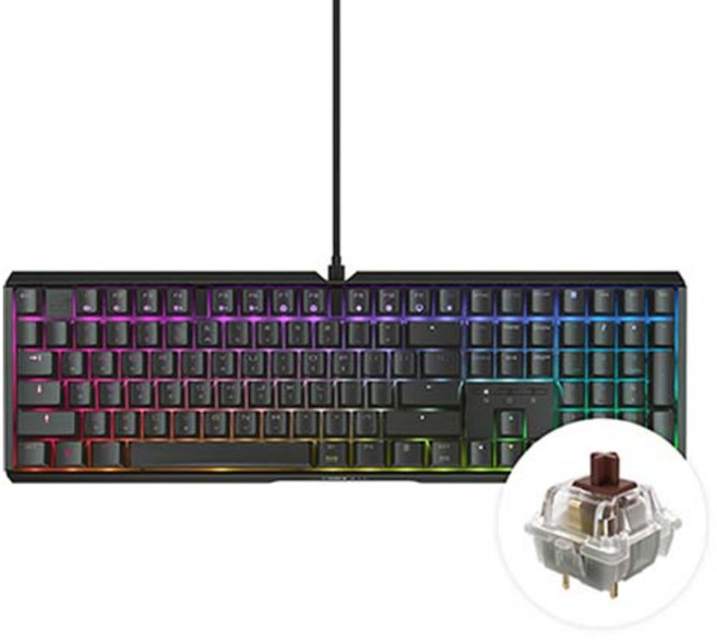 CHERRY 鍵盤 MX 3.1 RGB MX2A 軸 電競機械式鍵盤, 茶軸, 黑色, G80-3890HIAKR-2