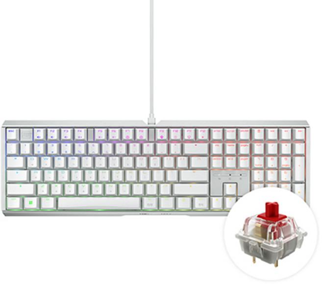 CHERRY 鍵盤 MX 3.1 RGB MX2A 軸 電競機械式鍵盤, 紅軸, 白色, G80-3890HJAKR-0