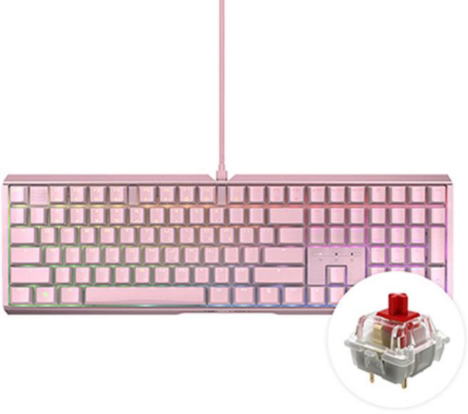 CHERRY 鍵盤 MX 3.1 RGB MX2A 軸 電競機械式鍵盤, 紅軸, 粉紅色, G80-3890HJAKR-9