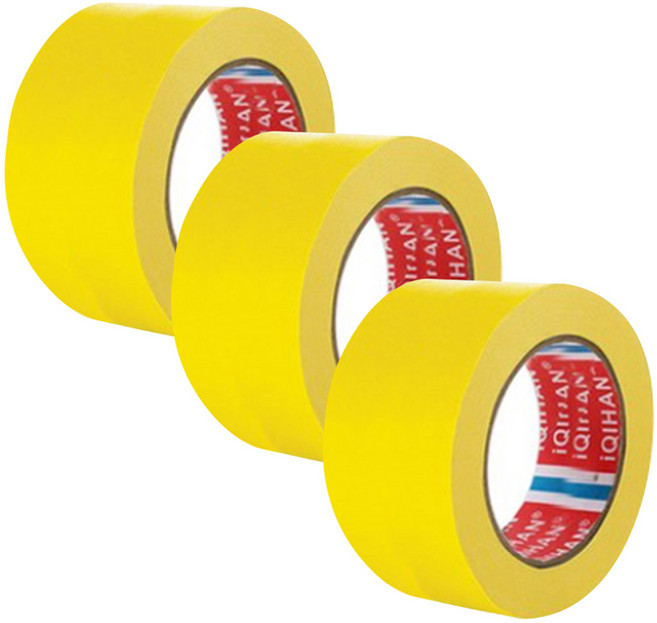 iQIHAN 칼라 마스킹 종이테이프 50mm x 15m, 옐로우, 3개