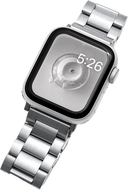 누아트 애플워치 호환 스트랩 클래식핏 솔리드 메탈 밴드, 실버, 1개