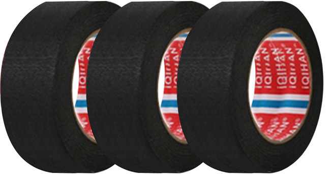 iQIHAN 다다 마스킹 종이테이프 30mm x 15m, 블랙, 3개