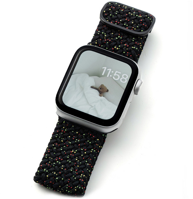 누아트 스마트워치 나일론 솔로루프 스트랩, 블랙유니티, 1개