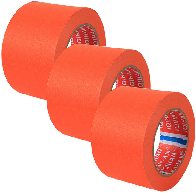 iQIHAN 칼라 마스킹 종이테이프 50mm x 15m, 오렌지, 3개