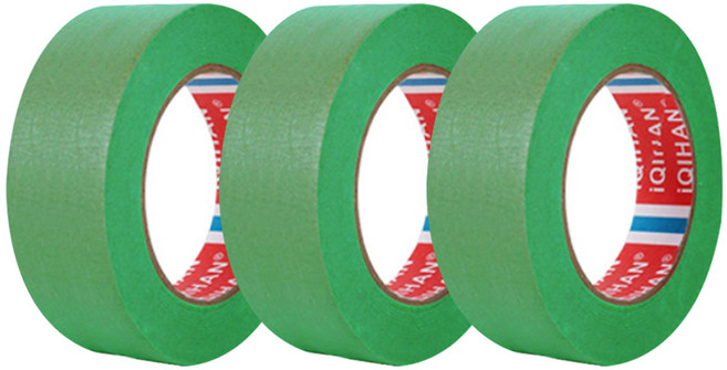 iQIHAN 칼라 마스킹 종이테이프 25mm x 15m, 그린, 3개