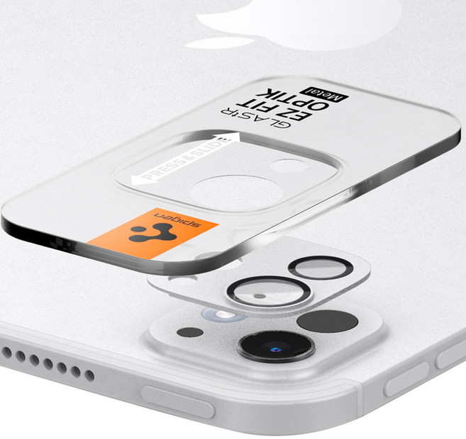 슈피겐 글라스tR 이지핏 옵틱 메탈 카메라 강화유리 필름 2p, 실버, 1세트