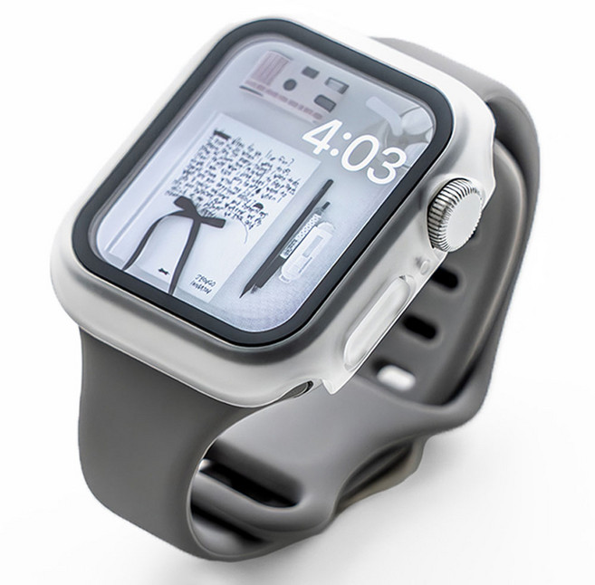 누아트 애플워치 호환 풀커버 강화유리 하드케이스, 매트클리어, 1개