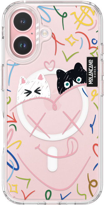 모란카노 크리스탈 투명 맥세이프 디자인 라인아트 휴대폰 케이스