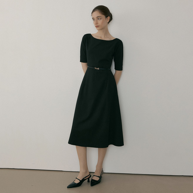 리올그 여성용 모르 보트넥 클래식 플레어 원피스